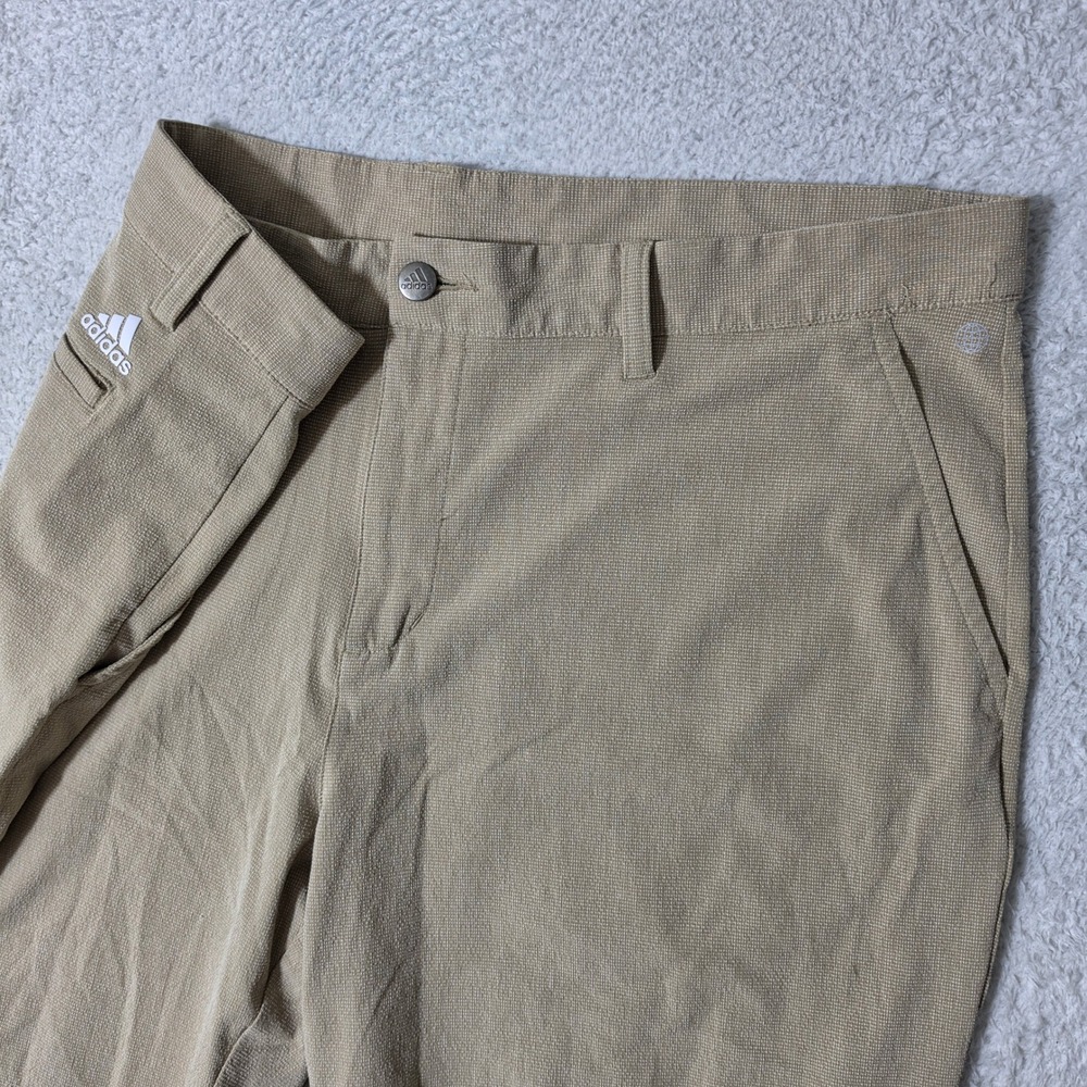 NEW! Adidas‎ Shorts Mens 38/8 Tan Stretch Golf Performance Textured HG8845